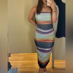 Multicolor Strapless Dress